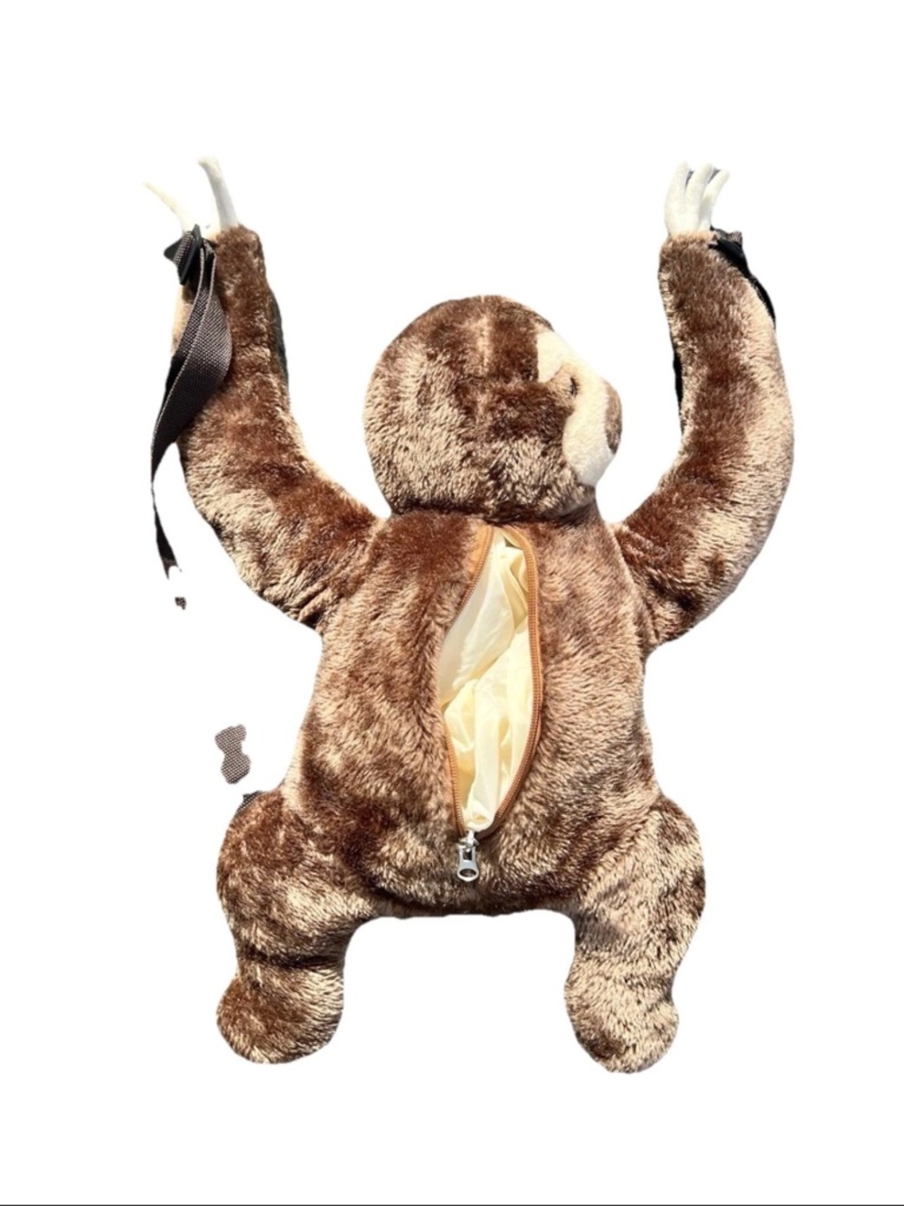 Brown Plush Sloth Kids Toy Backpack with Zipper Pocket